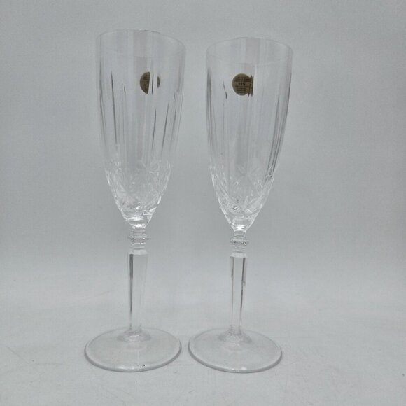 Pair Of Vintage Capri Italy 24% Lead Crystal Champagne Glass 8.5 Inch Italian 2‎ - Picture 2 of 6